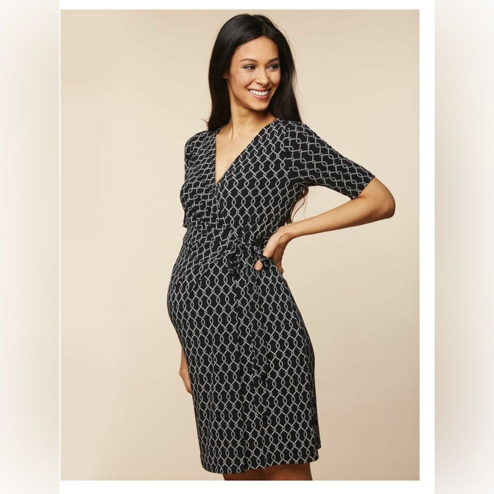 MOTHERHOOD Maternity black white dress Sz Small